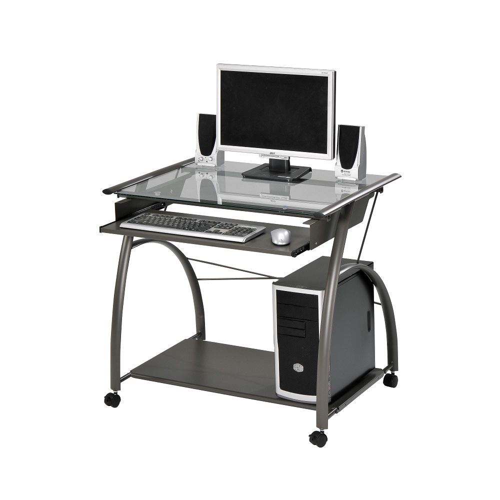 32x24x30 Inch Vincent Computer Desk in Pewter PC Laptop